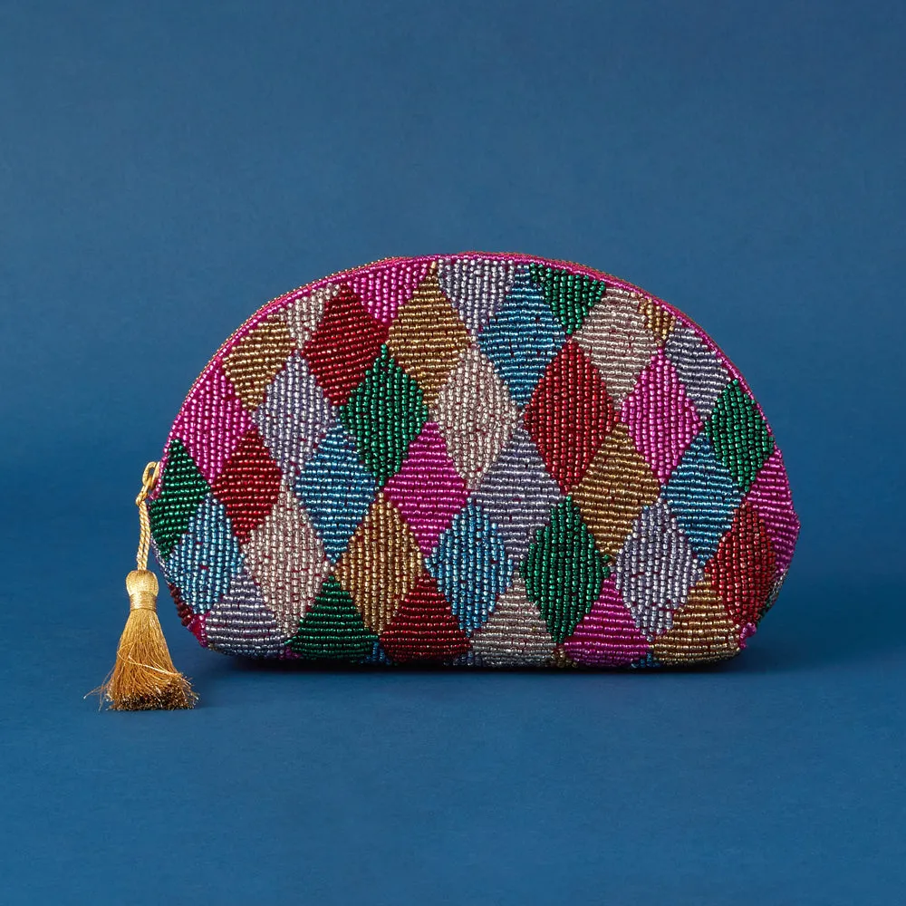 Accessorize London Women's Multi Harlequin Curve Make Up Bag