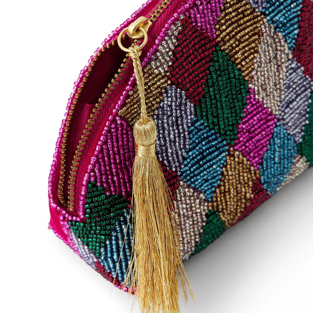 Accessorize London Women's Multi Harlequin Curve Make Up Bag
