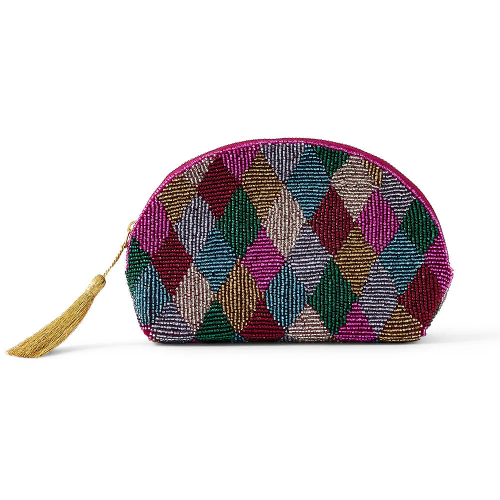 Accessorize London Women's Multi Harlequin Curve Make Up Bag