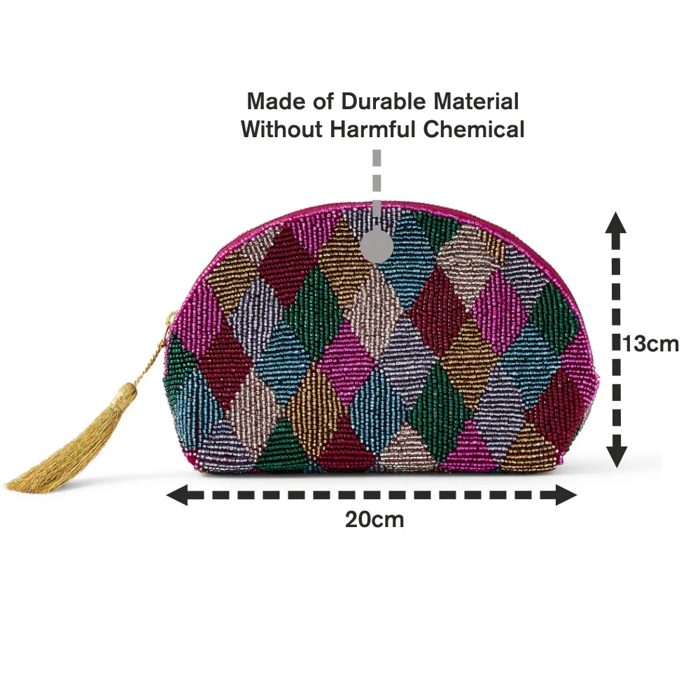 Accessorize London Women's Multi Harlequin Curve Make Up Bag