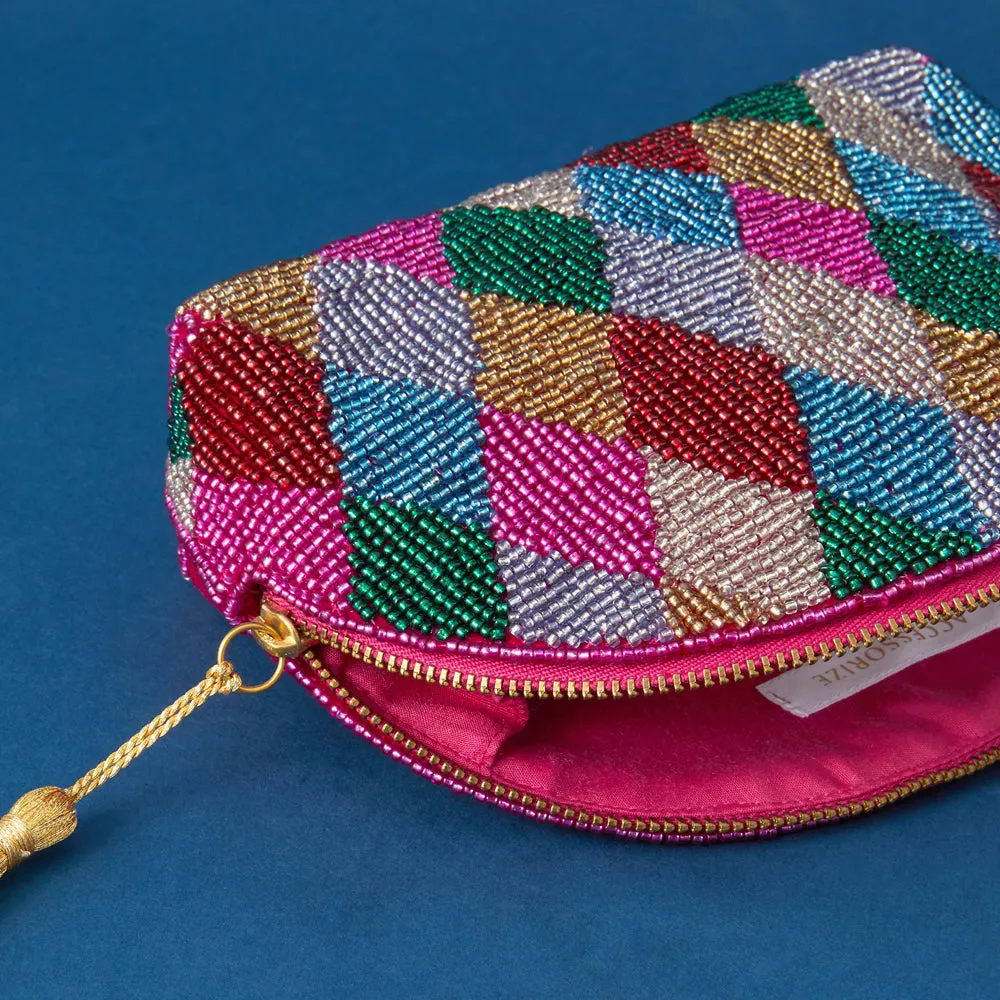 Accessorize London Women's Multi Harlequin Curve Make Up Bag