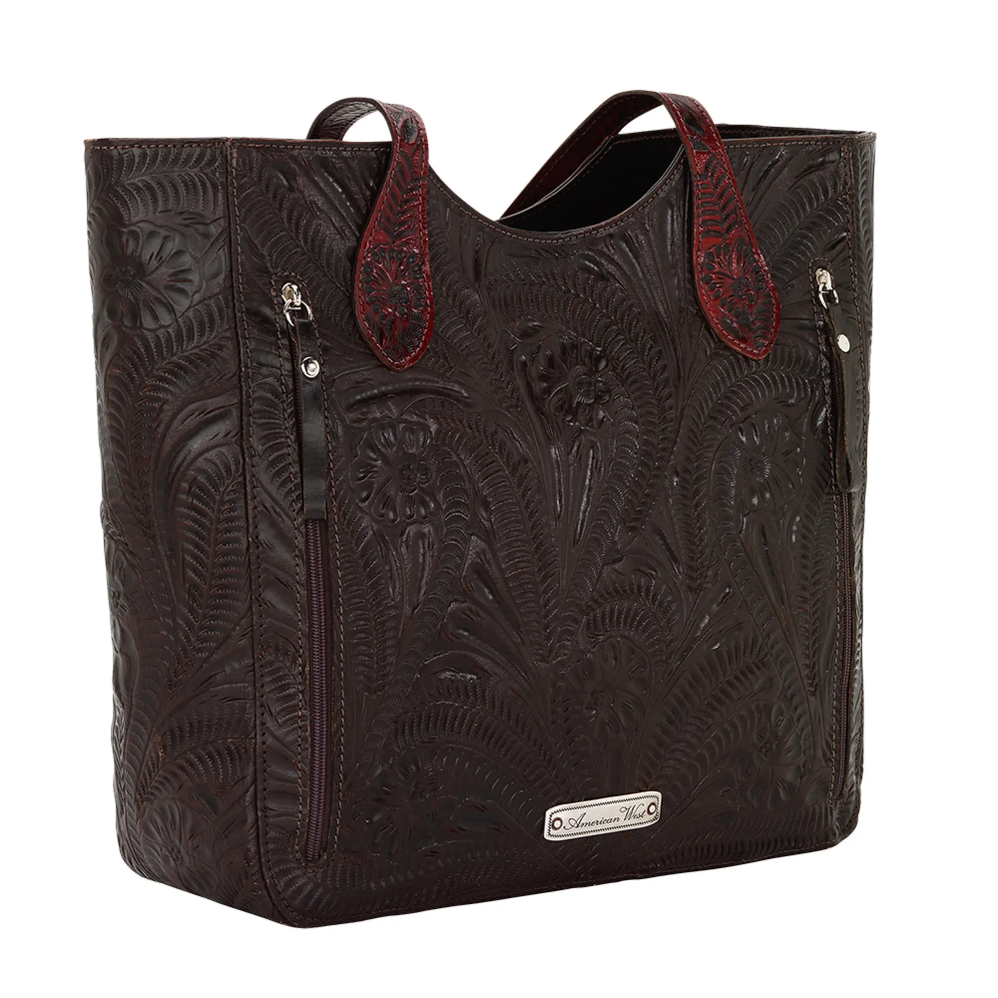 American West Annie's Secret Collection Chocolate Leather Large Tote