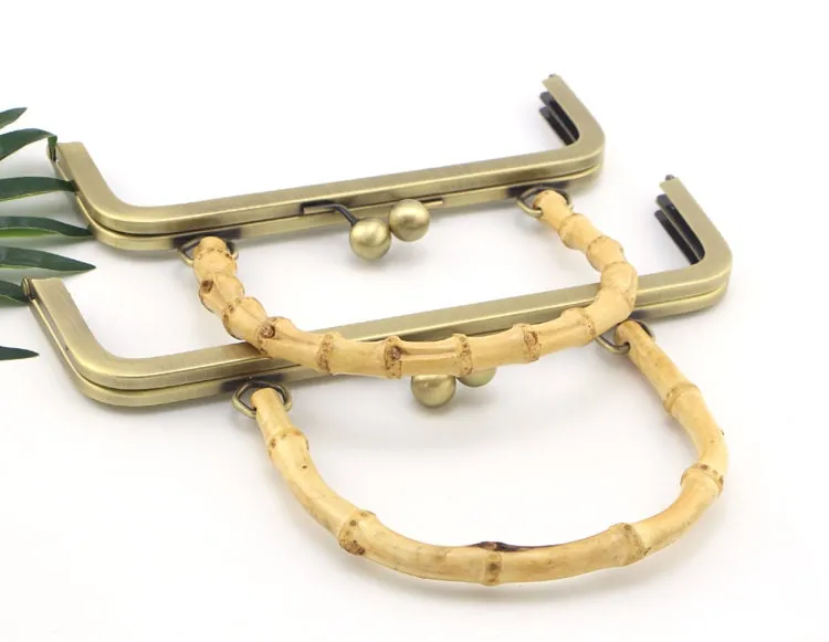 Antique Bronze Purse Frame With Natural Bamboo Handle Come With Screws Pick Size