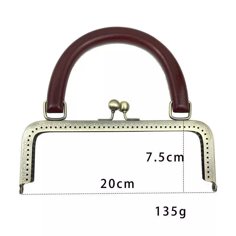 Antique Sewing Purse Frame Clutch Bag Purse Frame With Wood Handle 20cm (8") / 25cm ( 10")