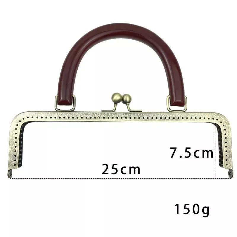Antique Sewing Purse Frame Clutch Bag Purse Frame With Wood Handle 20cm (8") / 25cm ( 10")