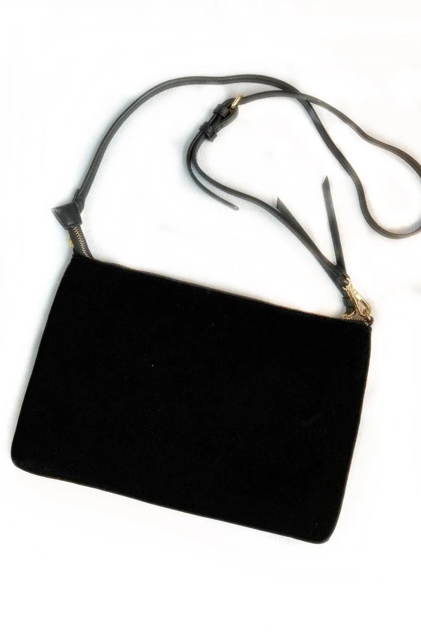 Black Quilted Velvet Clutch