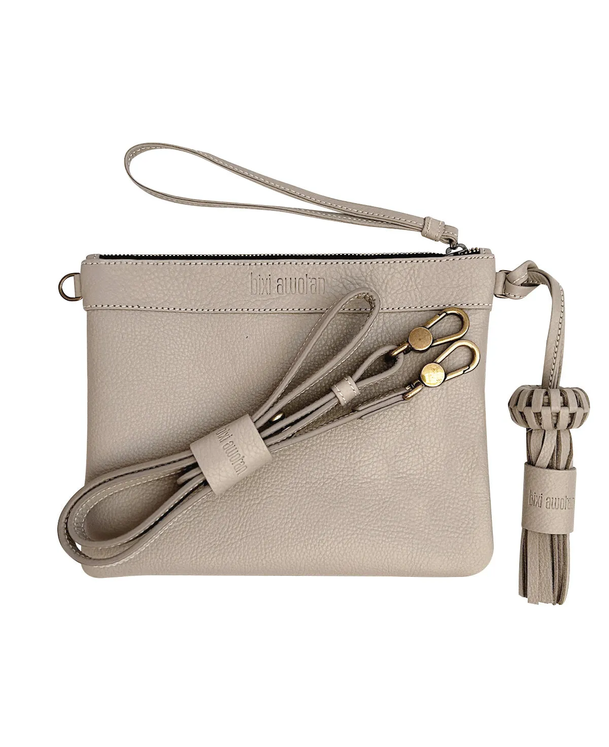 Camila Taupe Leather Clutch - Crossbody