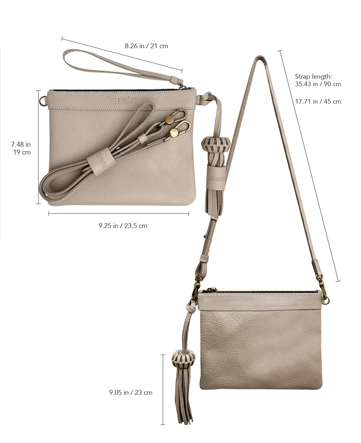 Camila Taupe Leather Clutch - Crossbody
