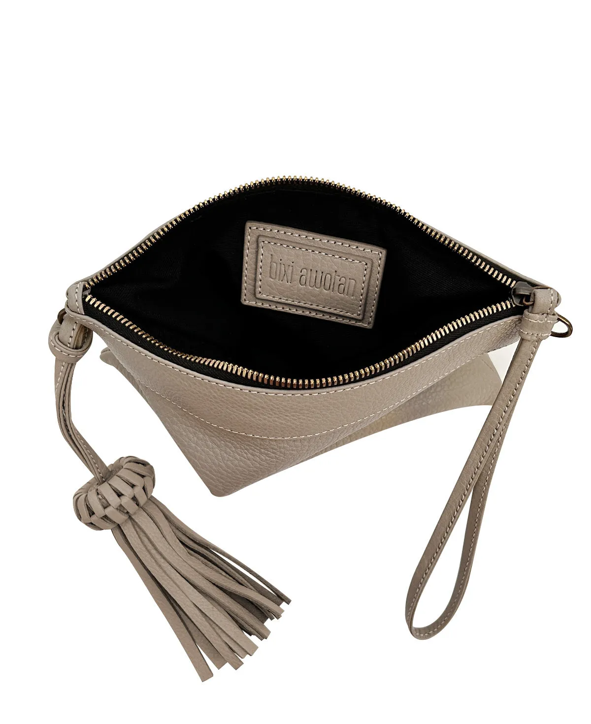 Camila Taupe Leather Clutch - Crossbody