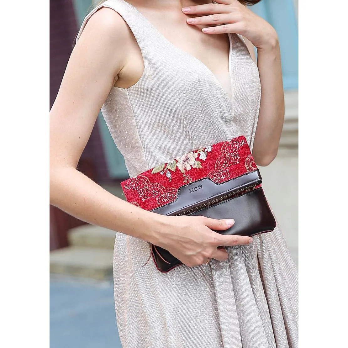 Carpet Clutch & Wristlet Floral Wine