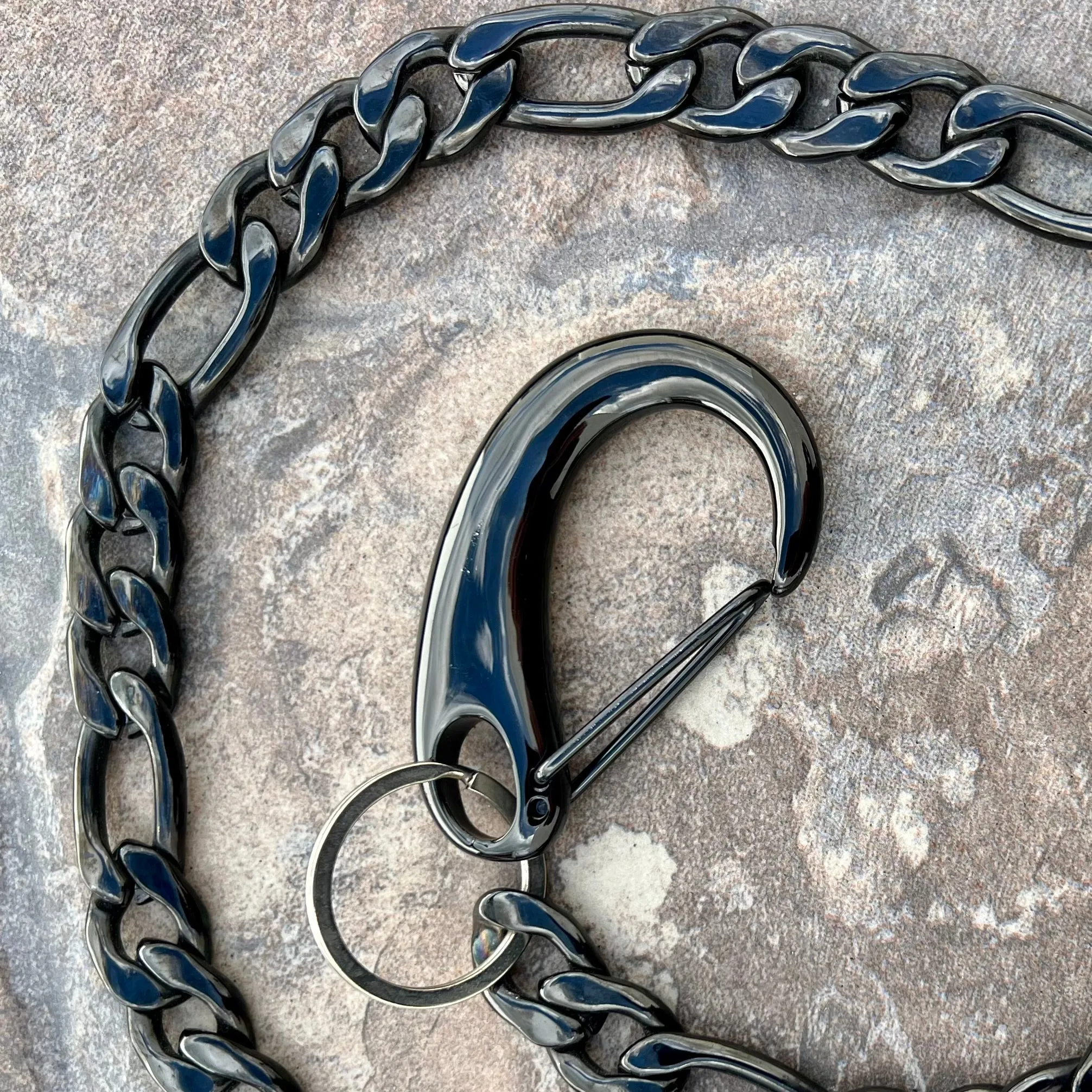 Classic Figaro Wallet Chain Black - W/ Sanity’s Black Hook Clip - WC04