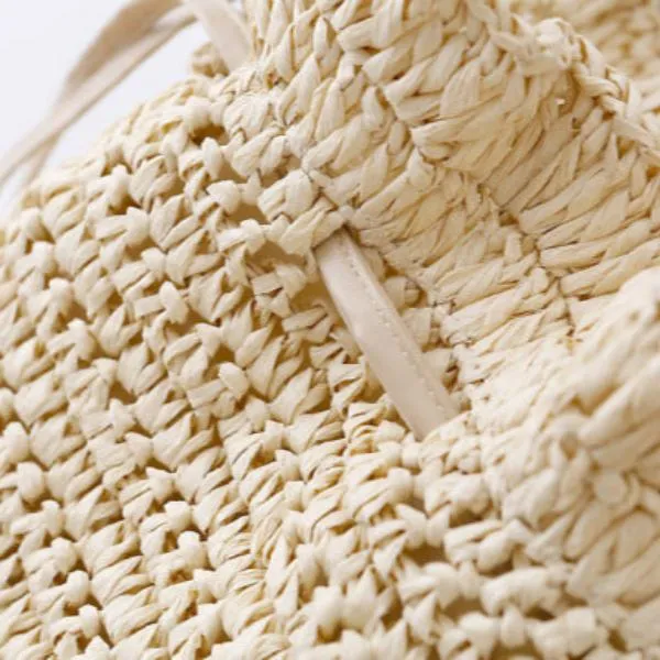 College Style Handmade Crocheted Backpack Straw Woven Bag Leisure Female Bag