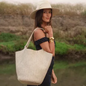 Freya Flow Woven Large Tote in Ivory