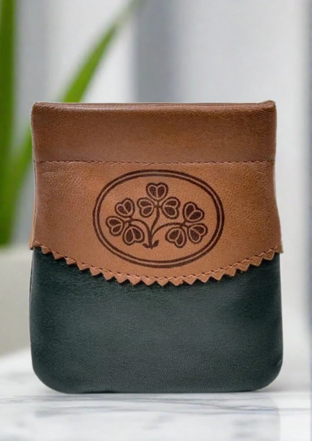 Irish Leather Small Snap Purse - Shamrock