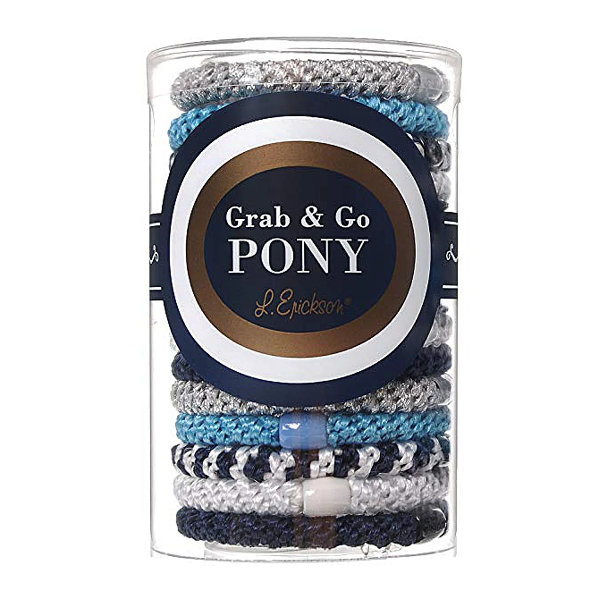 L.Erickson Grab and Go Pony Tube Hair Ties in Nautilus 15 Pack
