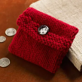 Red Heart Knit Change Purse