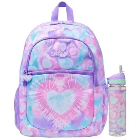 Smiggle Tie Dye Radiance Heart Backpack   Waterbottle Set