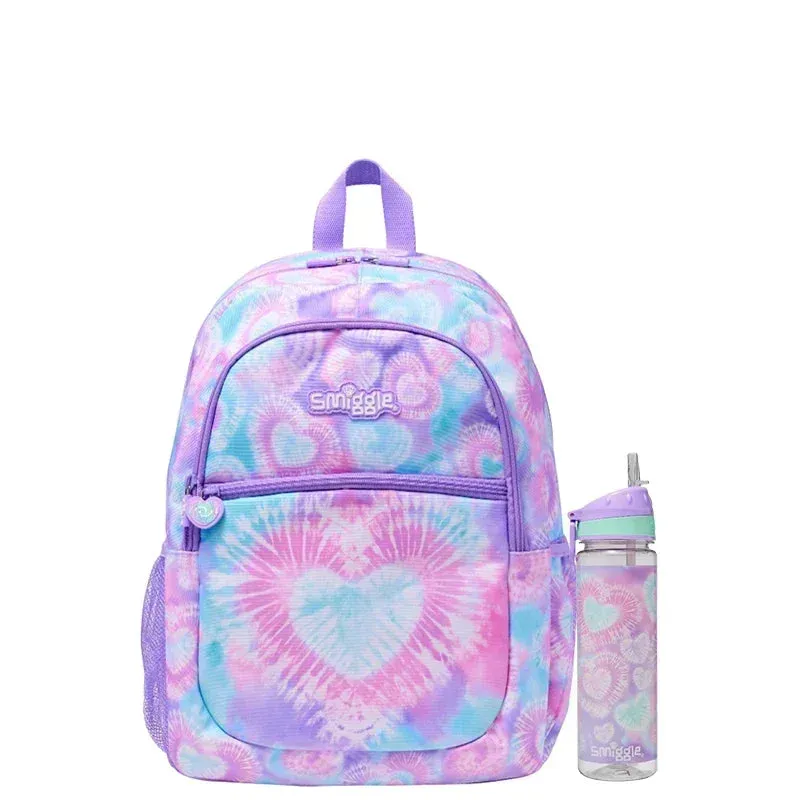 Smiggle Tie Dye Radiance Heart Backpack   Waterbottle Set