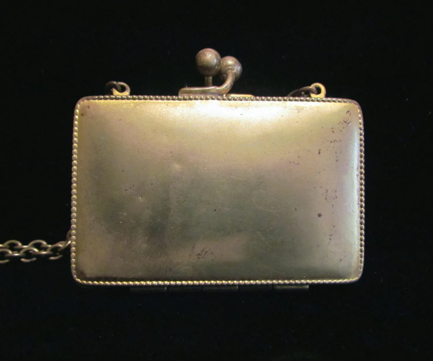 Victorian Gold Compact & Change Purse Antique Chatelaine Card Case Wristlet Purse
