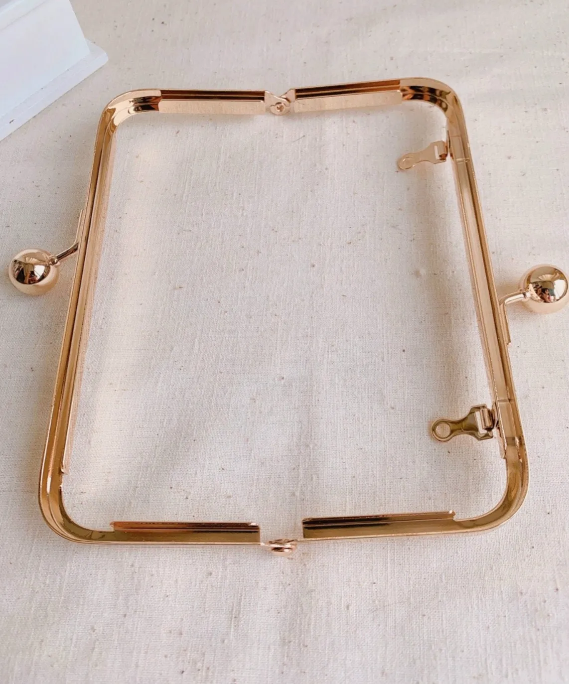 Vintage Light Gold Box Purse Frame Side-Opening 16.2cm x 7.1cm
