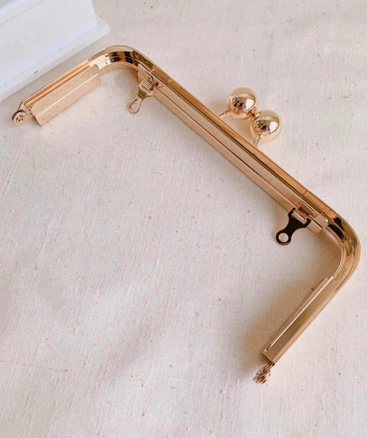 Vintage Light Gold Box Purse Frame Side-Opening 16.2cm x 7.1cm
